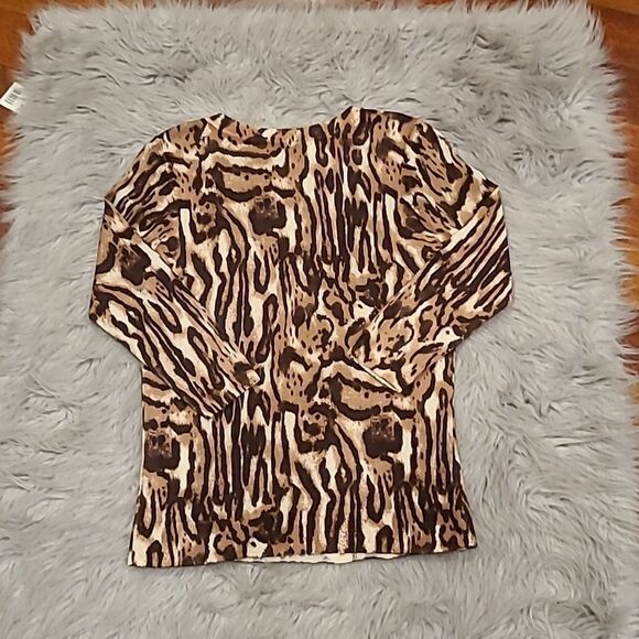 Talbots pure merino wool brown ans tan design fitted sweater size small‎ - Picture 5 of 5